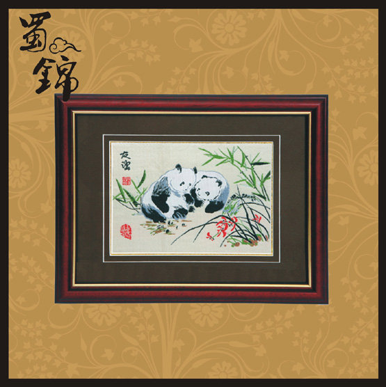 成都蜀锦产品，友谊熊猫