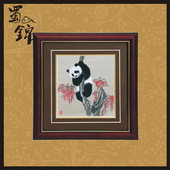 成都蜀锦,枫叶单熊猫